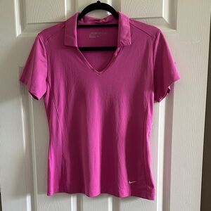 Nike Women's Short Sleeve Pink V Neck Tee Medium